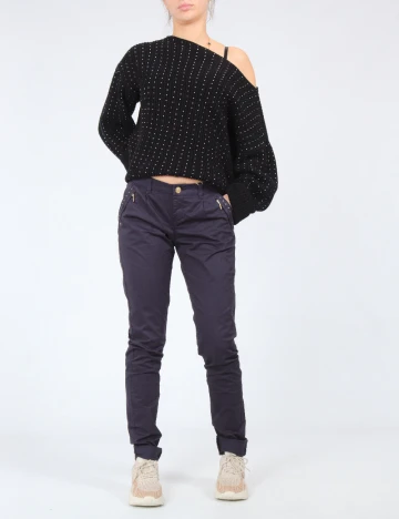 Pantaloni Bershka, bleumarin Albastru