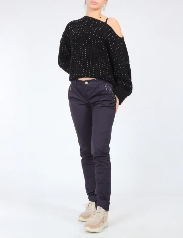 Pantaloni Bershka, bleumarin Albastru