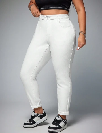 Blugi SHEIN CURVE, alb Alb