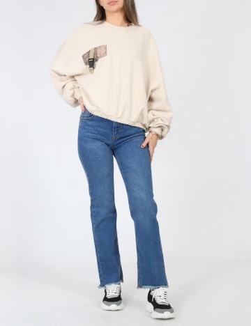 Bluza Oversize Bershka, crem Crem