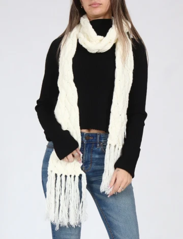 Fular Bershka, ecru Alb