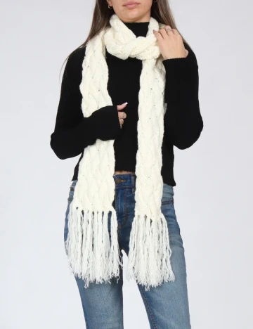 Fular Bershka, ecru Alb