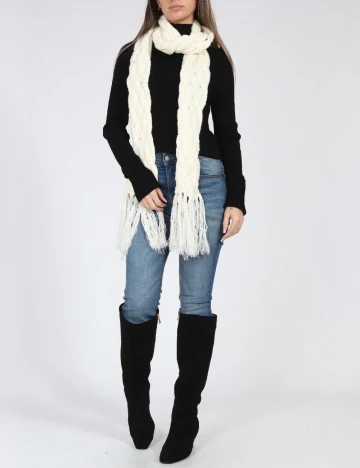 Fular Bershka, ecru Alb