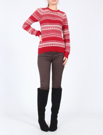 Pulover Zara, ecru/rosu