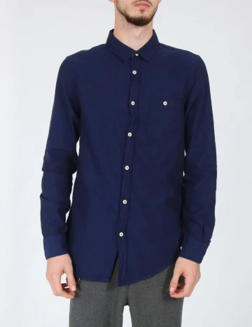 Camasa Bershka, bleumarin Albastru