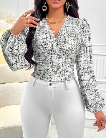 Bluza SHEIN, alb/negru