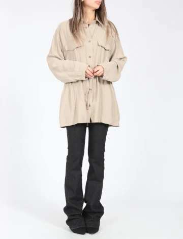 Camasa Oversize Zara, bej Crem