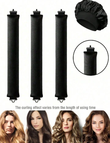 Set ondulatoare fără caldura 3 bucati SHEIN, negru