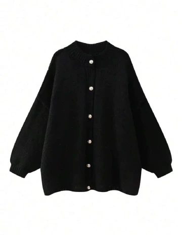 Cardigan SHEIN CURVE, negru Negru