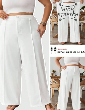 Pantaloni SHEIN CURVE, alb