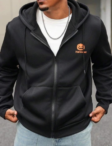 Hanorac SHEIN Plus Size Men, negru