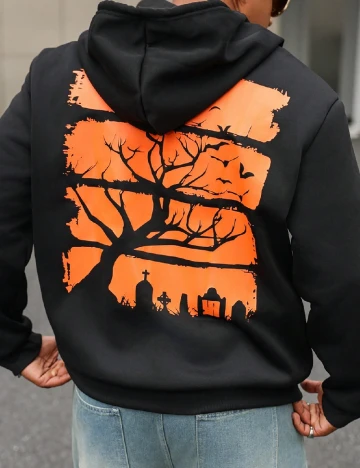 Hanorac SHEIN Plus Size Men, negru