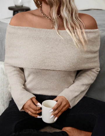 Bluza SHEIN CURVE, crem Crem