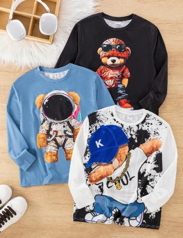 Set bluze 3 bucati Shein Kids, mix culori