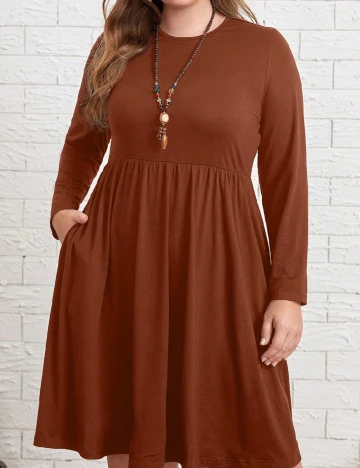 Rochie scurta Emery Rose Curve, maro