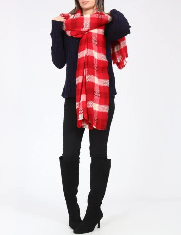 Esarfa Zara, rosu/alb