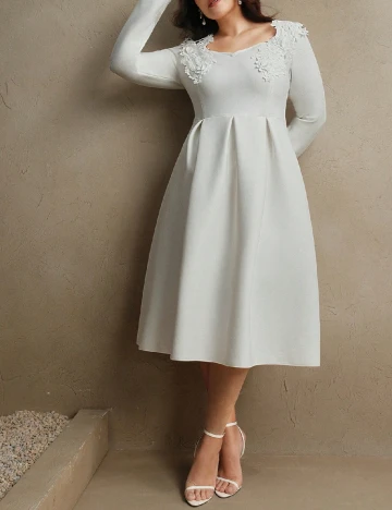 Rochie medie Anewsta Curve, alb Alb