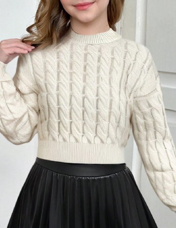 Pulover Shein Kids, crem