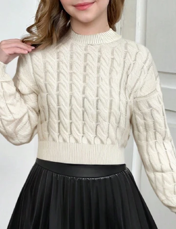 Pulover Shein Kids, crem