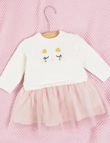 Rochie Cool Club, alb/roz