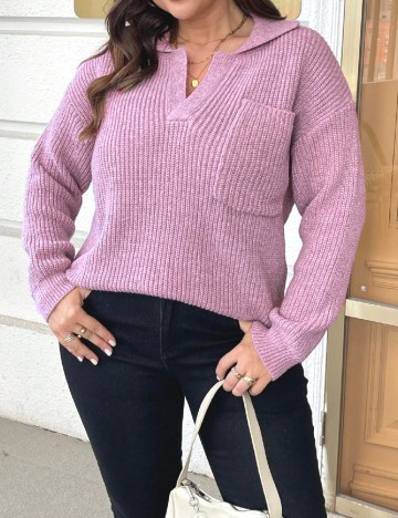 
						Pulover SHEIN CURVE, roz