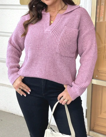 Pulover SHEIN CURVE, roz