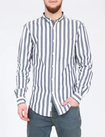 Camasa Pull&Bear, alb/albastru