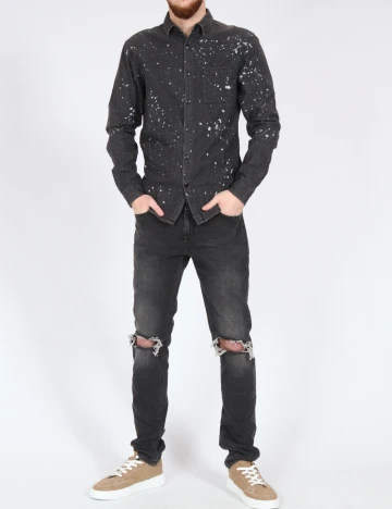 Camasa Pull&Bear, gri inchis