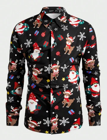 Camasa SHEIN Plus Size Men, negru