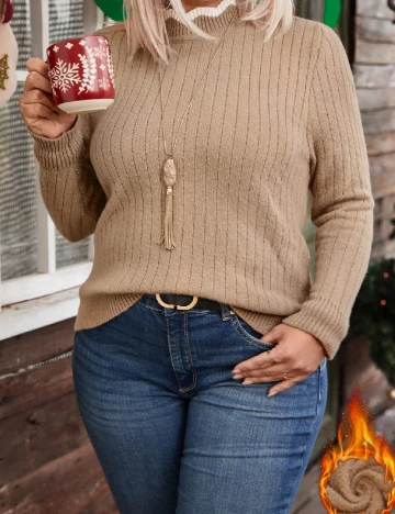 Pulover SHEIN CURVE, maro