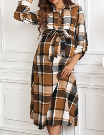 
						Rochie medie SHEIN Maternity, maro