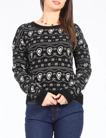 Pulover Zara, negru/alb Negru