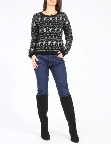 Pulover Zara, negru/alb Negru