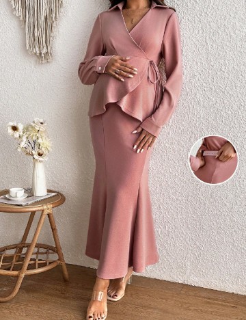 
						Compleu SHEIN Maternity, roz pudra inchis