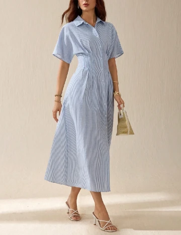 Rochie medie SHEIN, albastru/alb Albastru