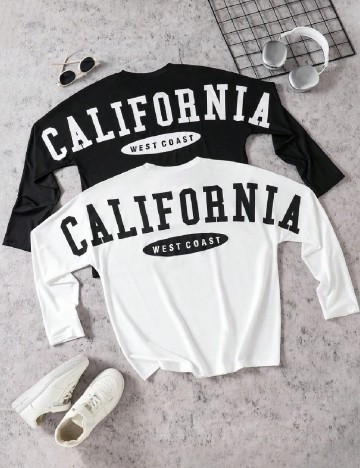 Set bluze 2 bucati Shein Kids, alb/negru