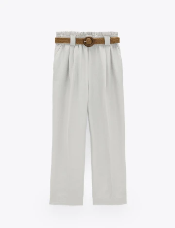 Pantaloni Zara, ecru, M Alb