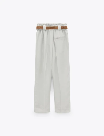 Pantaloni Zara, ecru, M Alb