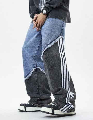 
						Blugi Romwe, albastru/negru