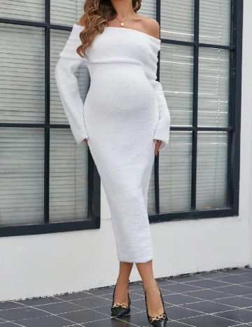 Rochie medie SHEIN Maternity, alb