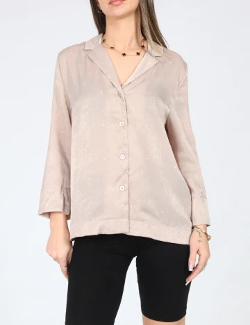 Bluza de pijama Oysho, bej Crem