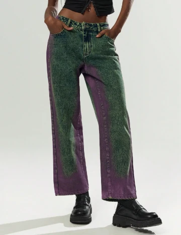 Blugi SHEIN, verde/mov