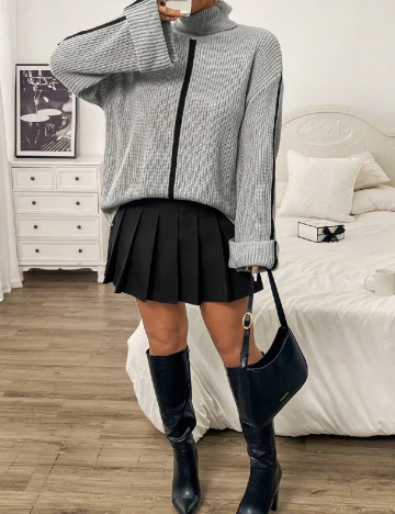 Pulover SHEIN CURVE, gri