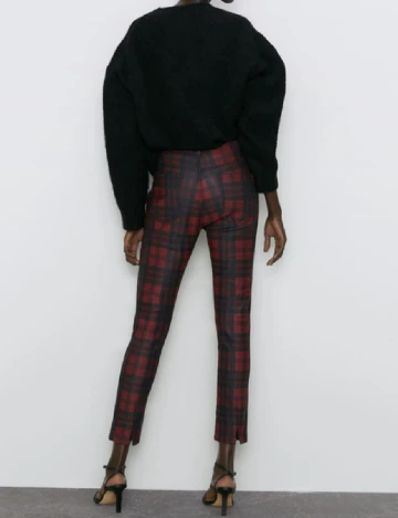 Pantaloni Zara, negru/rosu