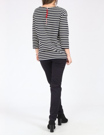 Bluza Pull&Bear, alb/bleumarin