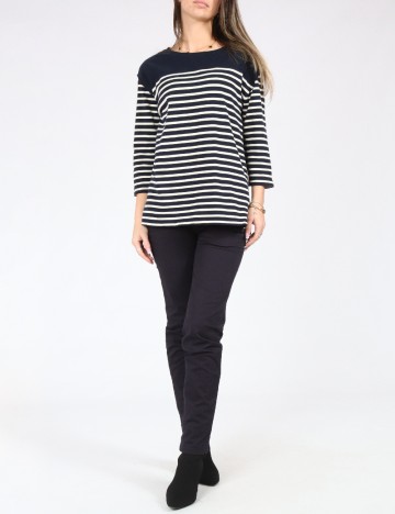 Bluza Pull&Bear, alb/bleumarin