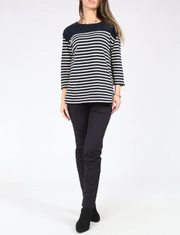 Bluza Pull&Bear, alb/bleumarin