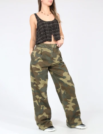 Pantaloni Zara, army Verde