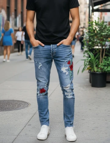 Blugi Zara, albastru Albastru