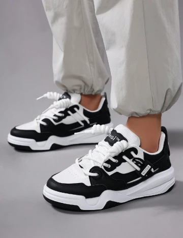 Adidasi SHEIN, alb/negru